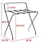 Kings Brand Furniture Ludlow – Porte-bagages pliant, support de valise élégant, dossier haut, chrome