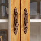 Famapy Meuble d'Appoint Blanc, Style Européen Sculpté Floral, Porte en Verre Magnétique
