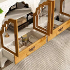 Famapy Meuble d'Appoint Blanc, Style Européen Sculpté Floral, Porte en Verre Magnétique