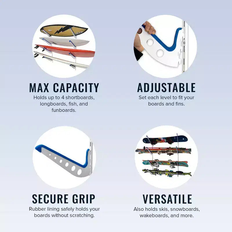 Rangement de planche de surf StoreYourBoard Outerbanks | XSR réglable | 4 niveaux