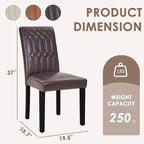 VECELO Chaises de salle à manger lot de 2/4/6 Chaises Parsons avec dossier solide Chaises de salle à manger rembourrées Marron/Beige/Café