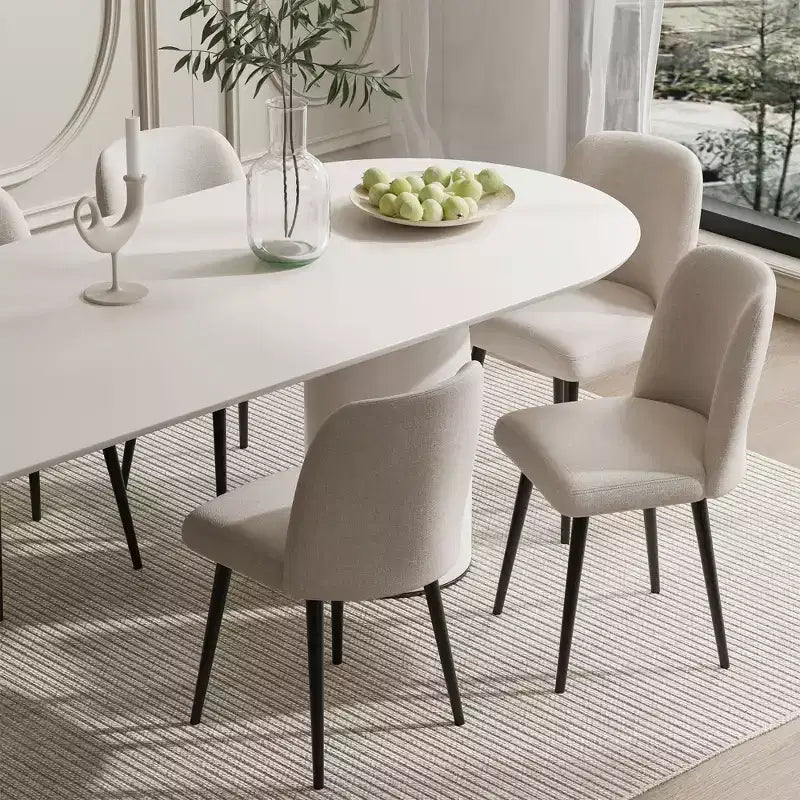 Chaises de salle à manger Pexfix en lin avec pieds noirs, lot de 2