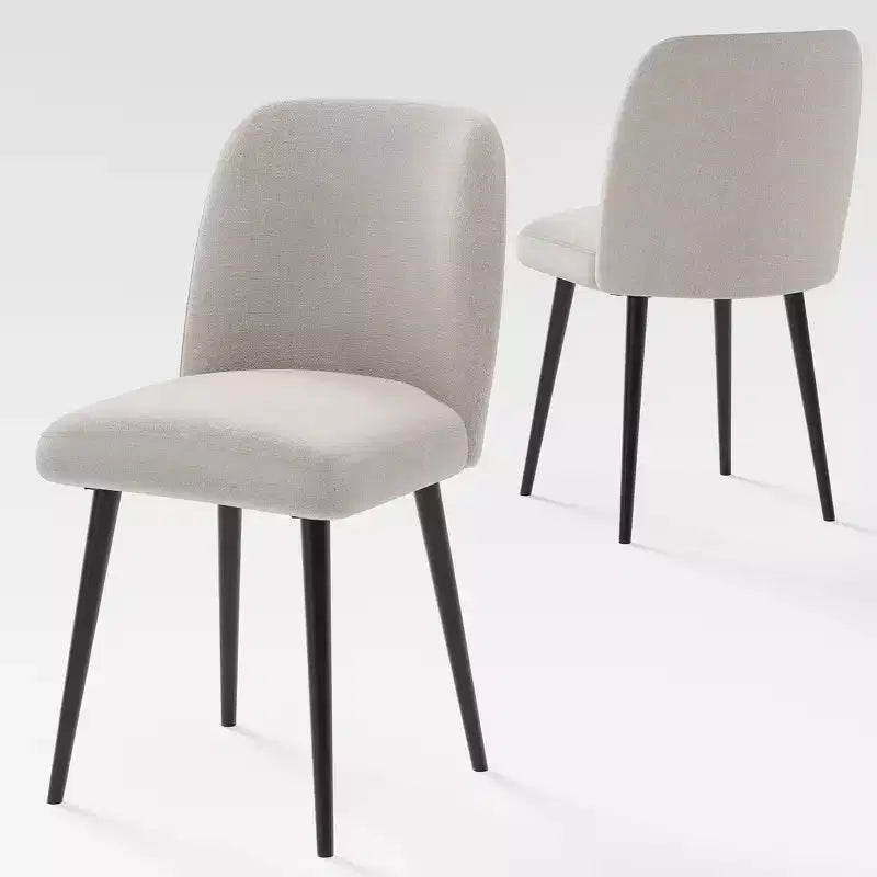Chaises de salle à manger Pexfix en lin avec pieds noirs, lot de 2
