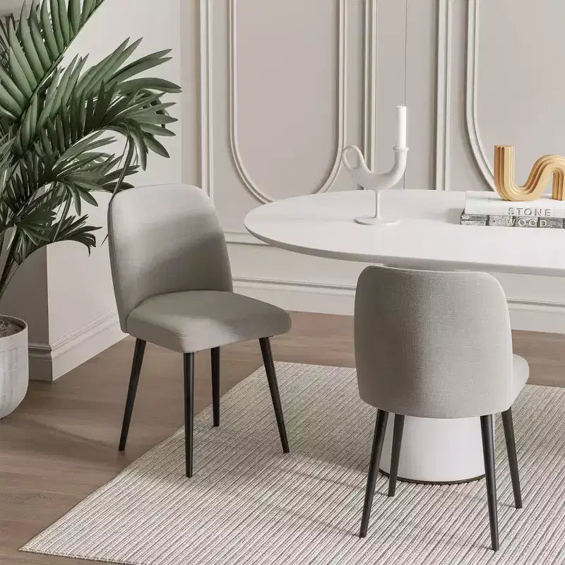 Chaises de salle à manger Pexfix en lin avec pieds noirs, lot de 2