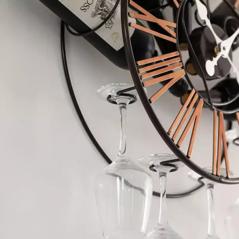 Porte-bouteilles mural Vintiquewise avec support à verres – Étagère unique pour champagne, vins blancs et rouges avec 4 porte-verres