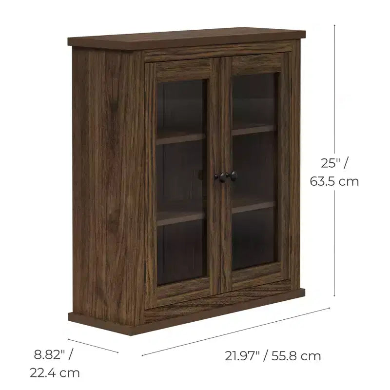 Teamson Home Donovan Armoire murale amovible à deux portes avec étagères réglables, Noyer