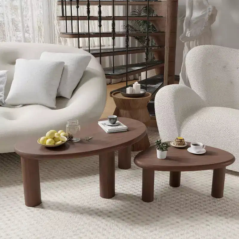 PexFix Table basse en bois massif de noyer Table d'appoint de canapé Ensemble