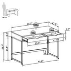 Bestier Bureau informatique 43 pouces avec 2 tiroirs, petite table d'écriture avec cadre en métal pour bureau à domicile