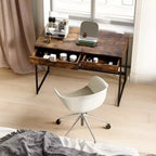 Bestier Bureau informatique 43 pouces avec 2 tiroirs, petite table d'écriture avec cadre en métal pour bureau à domicile