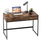 Bestier Bureau informatique 43 pouces avec 2 tiroirs, petite table d'écriture avec cadre en métal pour bureau à domicile