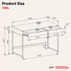 Bestier Bureau informatique 43 pouces avec 2 tiroirs, petite table d'écriture avec cadre en métal pour bureau à domicile