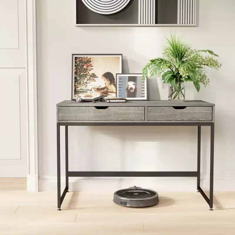Bestier Bureau informatique 43 pouces avec 2 tiroirs, petite table d'écriture avec cadre en métal pour bureau à domicile