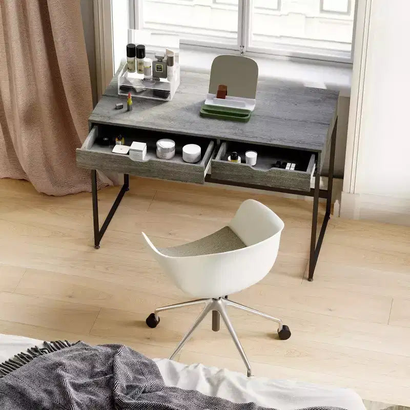 Bestier Bureau informatique 43 pouces avec 2 tiroirs, petite table d'écriture avec cadre en métal pour bureau à domicile