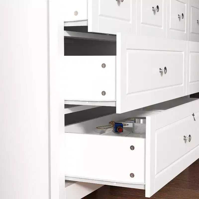 Famapy Classique Design 8 Tiroirs Commode Rangement Organiseur pour Chambre Blanc