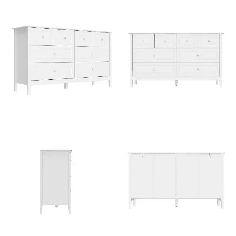 Famapy Classique Design 8 Tiroirs Commode Rangement Organiseur pour Chambre Blanc