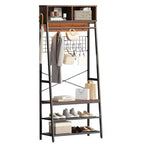 Bestier Portemanteau avec banc de rangement à chaussures, arbre de vestibule 70 avec étagères, support de suspension de vêtements pour vestes et chats, organisateur d'entrée 5 en 1 avec crochets