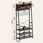 Bestier Portemanteau avec banc de rangement à chaussures, arbre de vestibule 70 avec étagères, support de suspension de vêtements pour vestes et chats, organisateur d'entrée 5 en 1 avec crochets