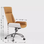 Tree City - Fauteuil de bureau de direction à dossier haut avec dossier en bois courbé de noyer et siège en similicuir, base pivotante et à roulettes