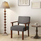 Fauteuil d'appoint Costway style Mid-Century en lin avec assise et dossier rembourrés pour salon, bleu/gris
