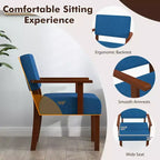Fauteuil d'appoint Costway style Mid-Century en lin avec assise et dossier rembourrés pour salon, bleu/gris