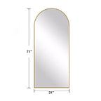 PexFix 31 po (L) x 71 po (H) Miroir arqué pleine longueur autoportant Miroir mural encadré en métal Grand miroir de sol doré