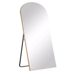 PexFix 31 po (L) x 71 po (H) Miroir arqué pleine longueur autoportant Miroir mural encadré en métal Grand miroir de sol doré