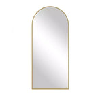 PexFix 31 po (L) x 71 po (H) Miroir arqué pleine longueur autoportant Miroir mural encadré en métal Grand miroir de sol doré