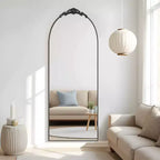 PexFix 31 po (L) x 71 po (H) Miroir arqué pleine longueur autoportant Miroir mural encadré en métal Grand miroir de sol doré