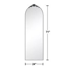 PexFix 31 po (L) x 71 po (H) Miroir arqué pleine longueur autoportant Miroir mural encadré en métal Grand miroir de sol doré