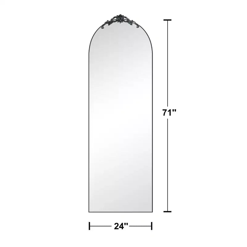 PexFix 31 po (L) x 71 po (H) Miroir arqué pleine longueur autoportant Miroir mural encadré en métal Grand miroir de sol doré