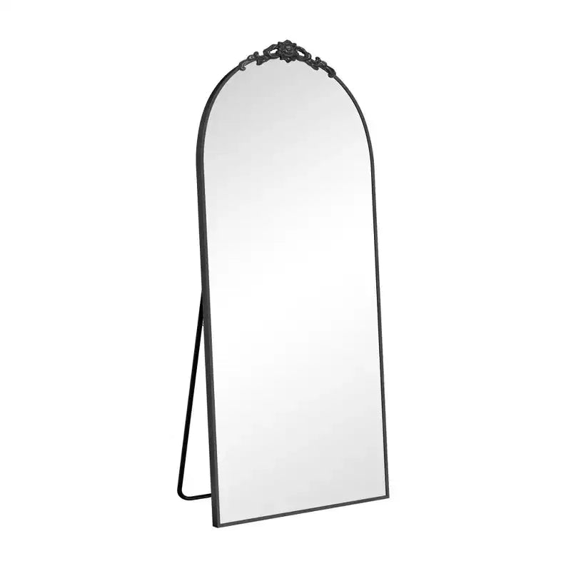 PexFix 31 po (L) x 71 po (H) Miroir arqué pleine longueur autoportant Miroir mural encadré en métal Grand miroir de sol doré