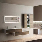 Miroir de courtoisie rectangulaire moderne PexFix de 20 po L x 63 po H pleine longueur à DEL avec lumières, en argent
