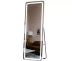 Miroir de courtoisie rectangulaire moderne PexFix de 20 po L x 63 po H pleine longueur à DEL avec lumières, en argent