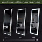 Miroir de courtoisie rectangulaire moderne PexFix de 20 po L x 63 po H pleine longueur à DEL avec lumières, en argent