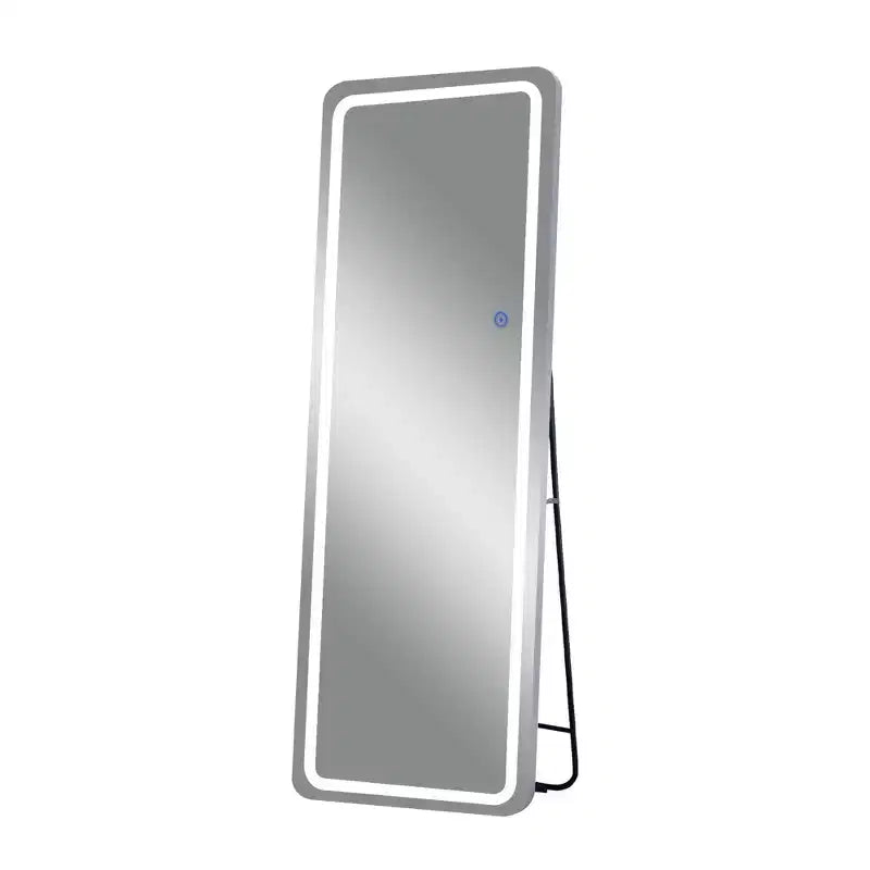 Miroir de courtoisie rectangulaire moderne PexFix de 20 po L x 63 po H pleine longueur à DEL avec lumières, en argent