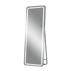 Miroir de courtoisie rectangulaire moderne PexFix de 20 po L x 63 po H pleine longueur à DEL avec lumières, en argent