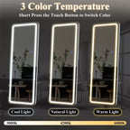 Miroir de courtoisie rectangulaire moderne PexFix de 20 po L x 63 po H pleine longueur à DEL avec lumières, en argent
