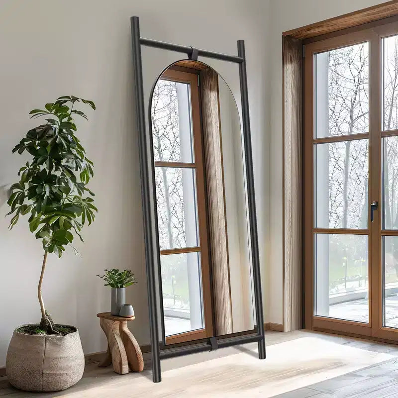 PexFix Miroir en bois massif arqué de style échelle, 31 po (l) x 75 po (h), cadre marron