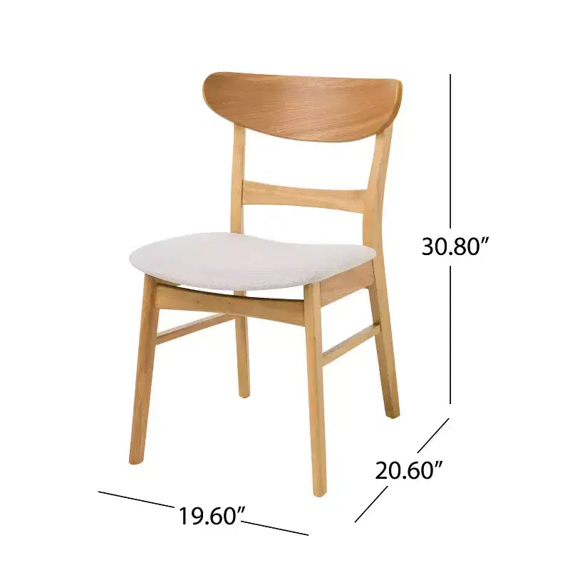 Christopher Knight Home Isador Chaises de salle à manger en bois d'hévéa rembourrées de style moderne du milieu du siècle (lot de 4)