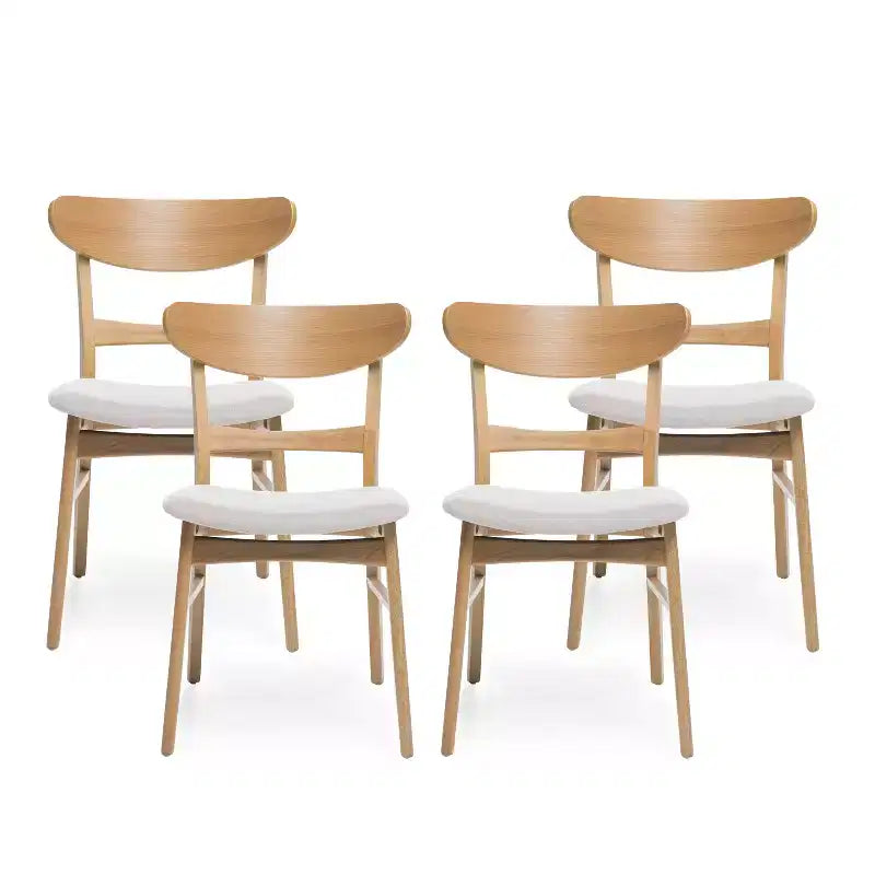 Christopher Knight Home Isador Mid Century Modern Upholstered Rubberwood Dining Chairs (Set of 4)