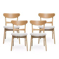 Christopher Knight Home Isador Mid Century Modern Upholstered Rubberwood Dining Chairs (Set of 4)