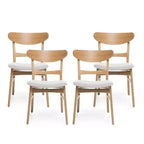 Christopher Knight Home Isador Mid Century Modern Upholstered Rubberwood Dining Chairs (Set of 4)