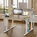 Bureau d'ordinateur électrique réglable en hauteur Bestier 55 avec port USB, bureau de télétravail simple avec crochets et sac latéral, poste de travail assis-debout