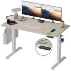 Bureau d'ordinateur électrique réglable en hauteur Bestier 55 avec port USB, bureau de télétravail simple avec crochets et sac latéral, poste de travail assis-debout