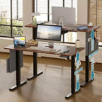 Bureau d'ordinateur électrique réglable en hauteur Bestier 55 avec port USB, bureau de télétravail simple avec crochets et sac latéral, poste de travail assis-debout