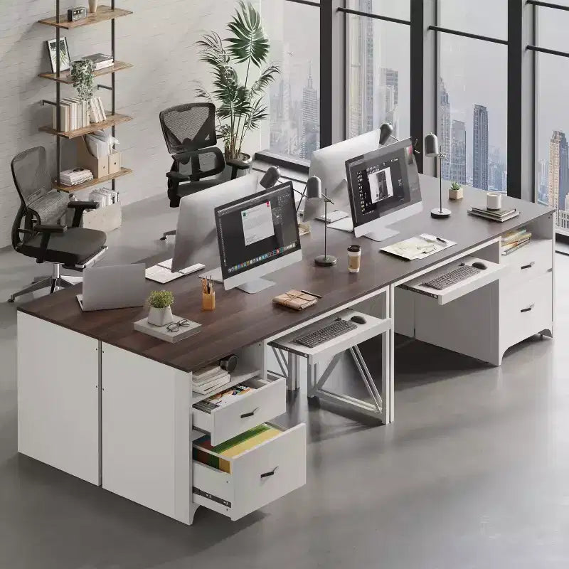 Bureau d'ordinateur Bestier 55'' avec tiroir pour clavier et tiroirs classeurs, bureau industriel avec rangement, bureau en bois pour professeur pour bureau à domicile