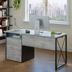 Bureau d'ordinateur Bestier 55'' avec tiroir pour clavier et tiroirs classeurs, bureau industriel avec rangement, bureau en bois pour professeur pour bureau à domicile