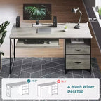 Bureau d'ordinateur Bestier 55'' avec tiroir pour clavier et tiroirs classeurs, bureau industriel avec rangement, bureau en bois pour professeur pour bureau à domicile
