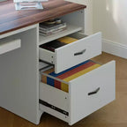 Bureau d'ordinateur Bestier 55'' avec tiroir pour clavier et tiroirs classeurs, bureau industriel avec rangement, bureau en bois pour professeur pour bureau à domicile