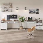 Bureau d'ordinateur Bestier 55'' avec tiroir pour clavier et tiroirs classeurs, bureau industriel avec rangement, bureau en bois pour professeur pour bureau à domicile